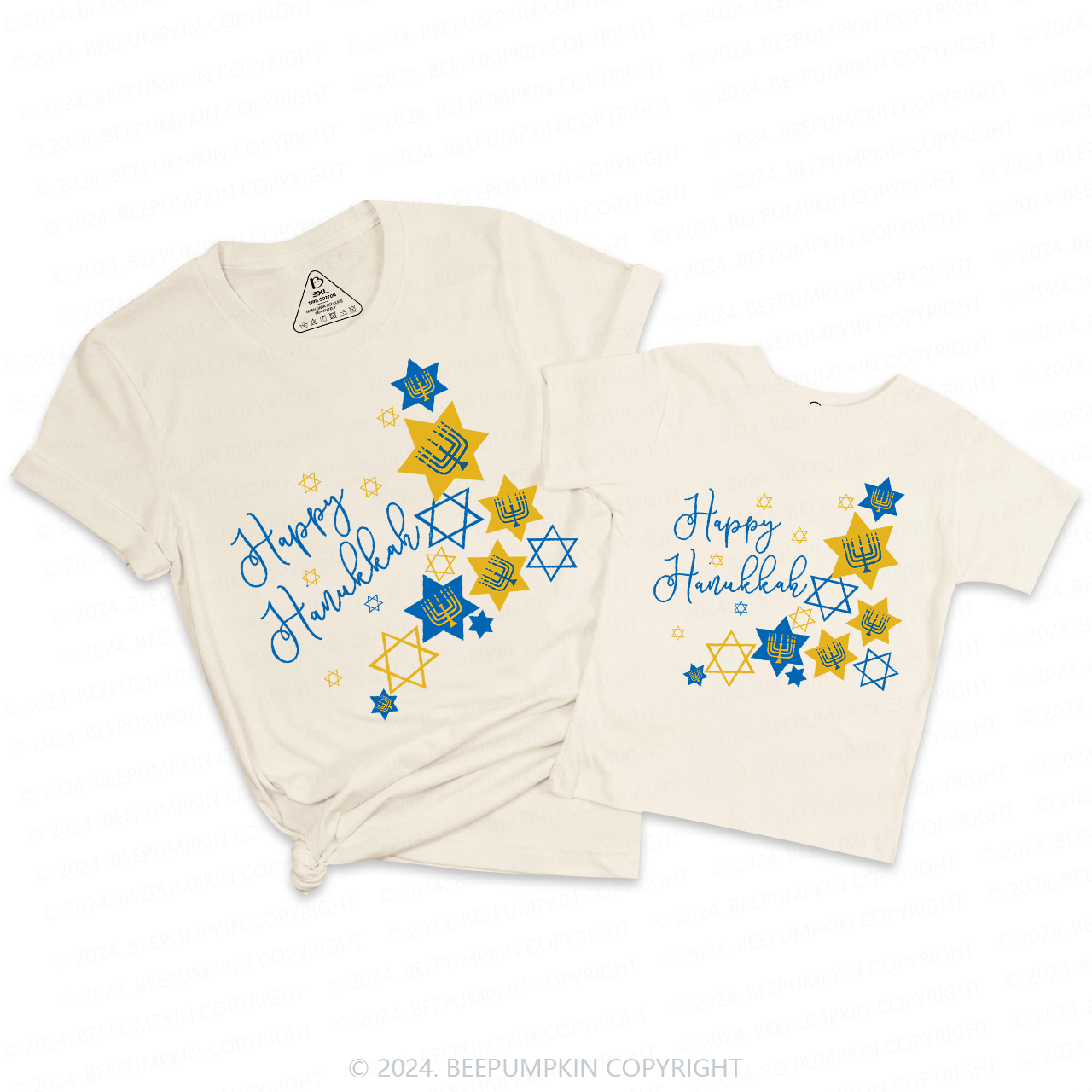 Happy Hanukkah Thoughts in Candlelight Family T-Shirts Beepumpkin