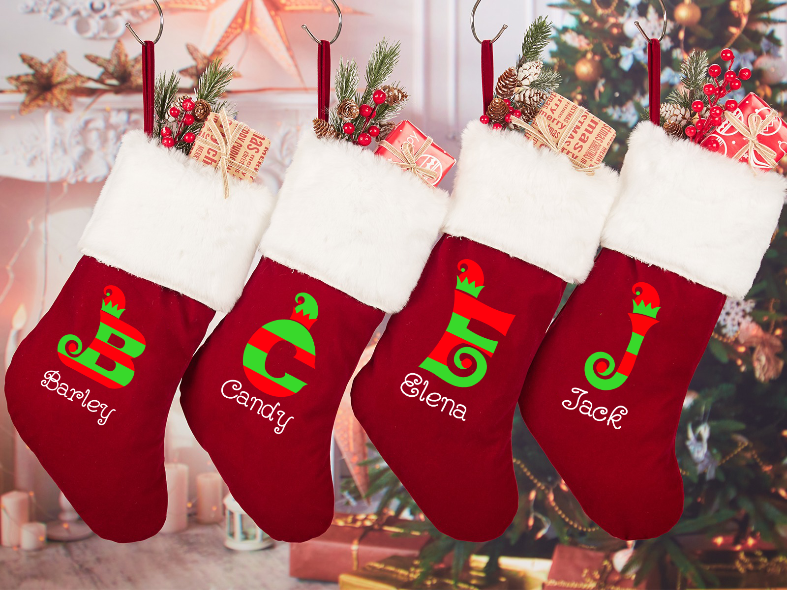 Personalized Colorful Letter Christmas stocking Beepumpkin