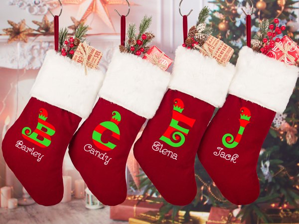 Image of Personalized Colorful Letter Christmas stocking Beepumpkin