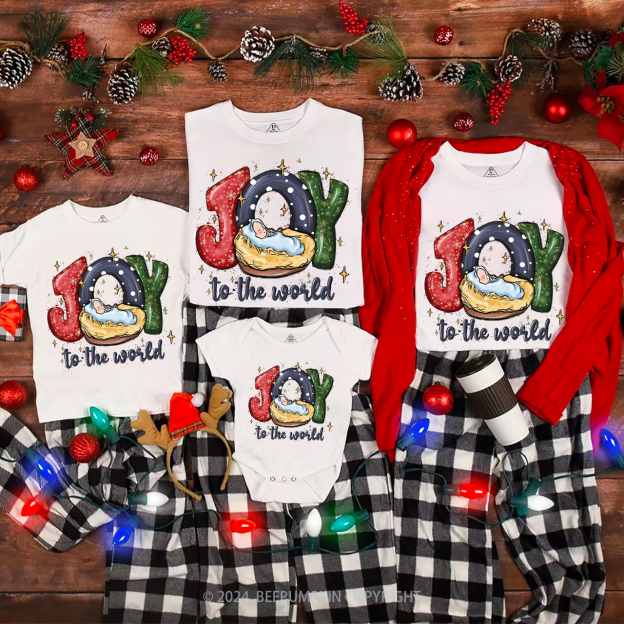 Joy To The World Family Matching T-Shirts Beepumpkin