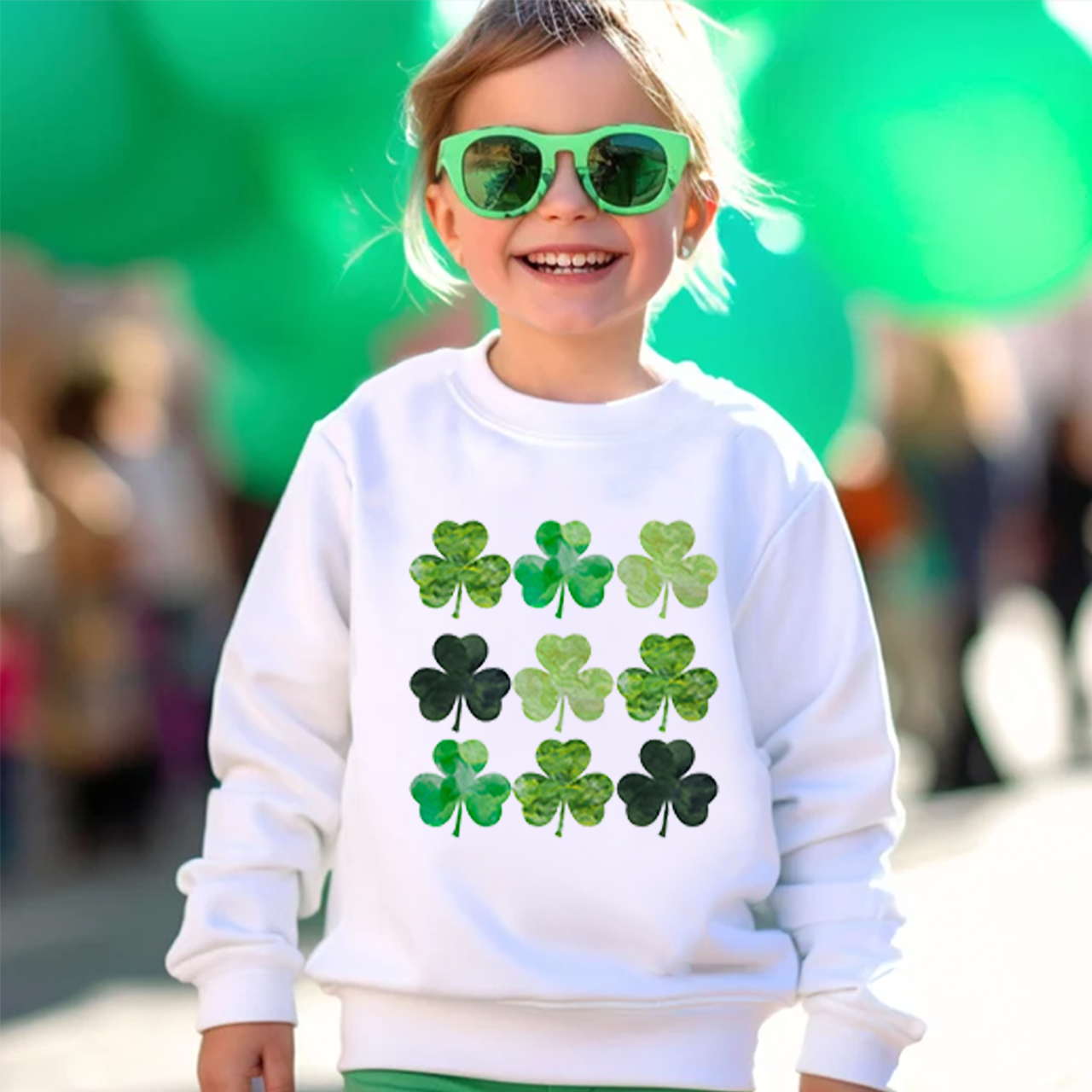 Watercolor Clover St. Patrick's Day Kid's Sweatshirt