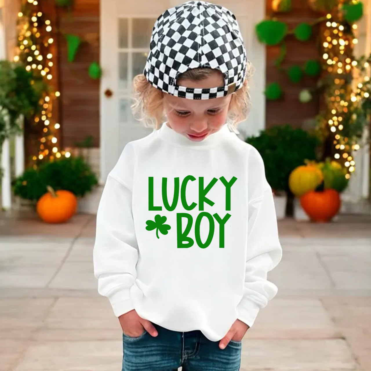 Personalized Lucky Boy And Girl St.Patricks Day Kid's Sweatshirt