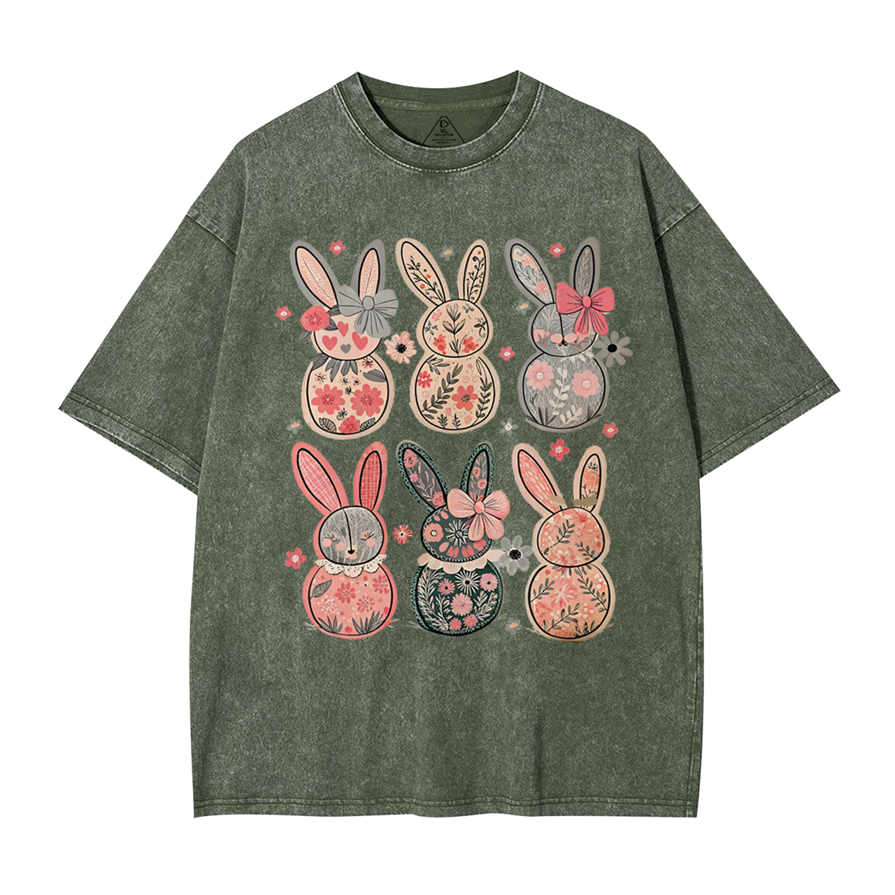 Coquette Easter Bunny Floral Mama Washed T-Shirts
