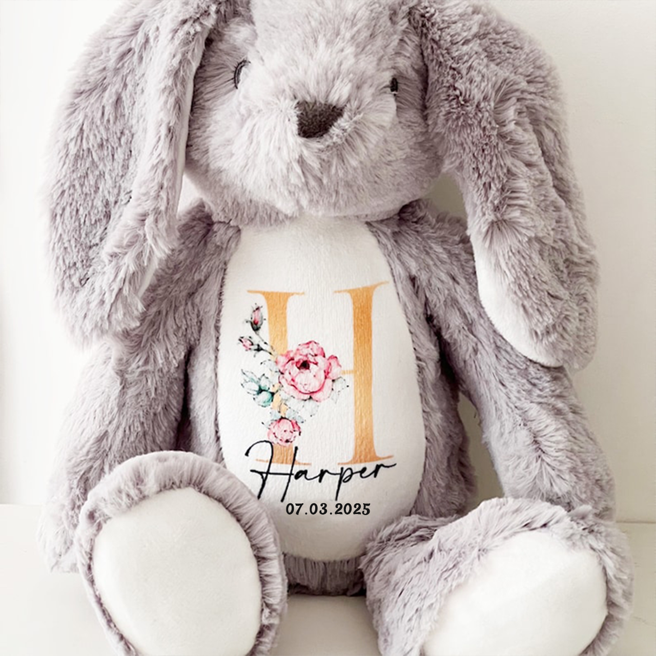 Personalized Flower Plush Soft Easter Bunny
