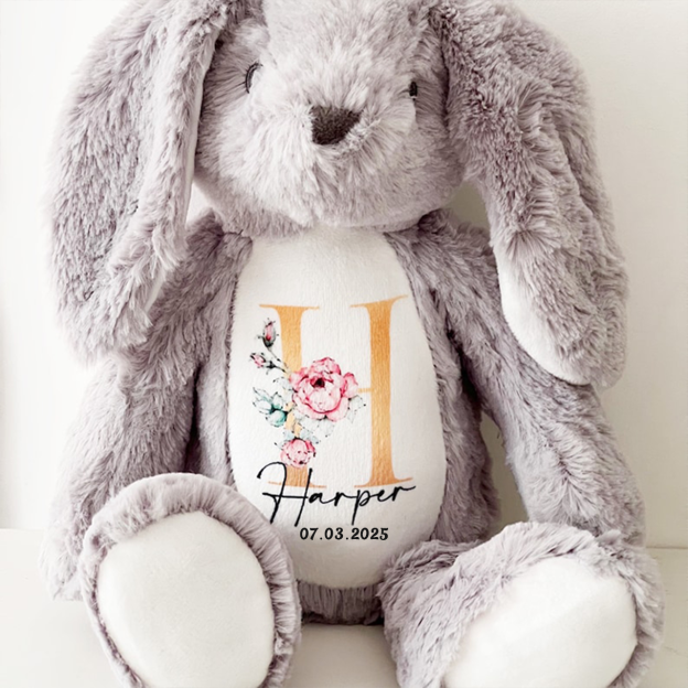 Personalized Flower Plush Soft Easter Bunny