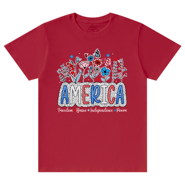 Floral Brushstroke USA Mama T-Shirts