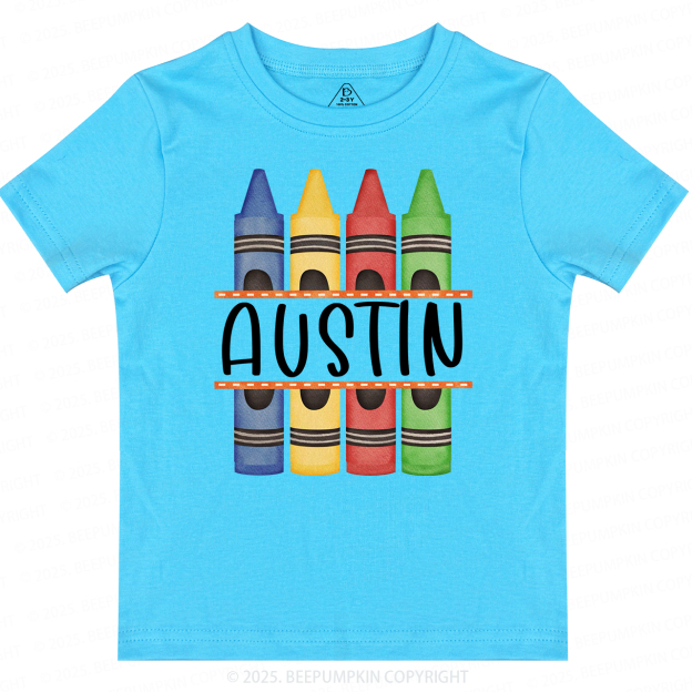 Personalized Crayon Name Back To School Toddler&Kid's Tees Beepumpkin 