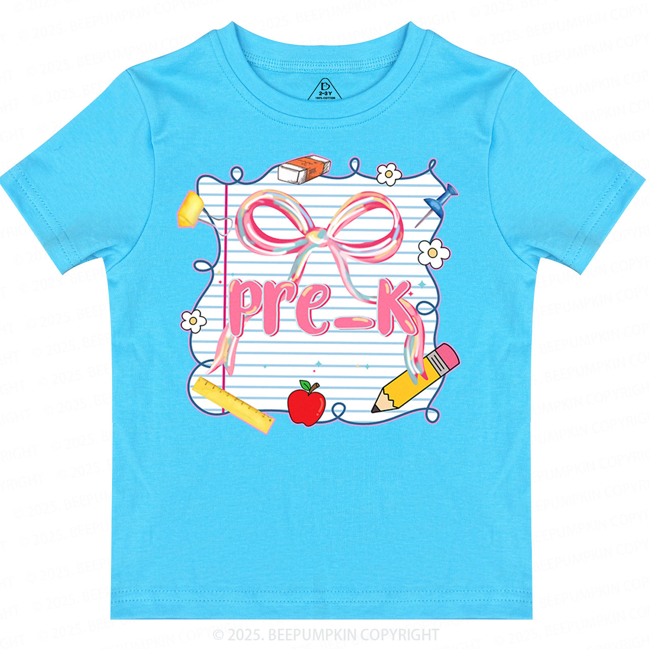 Personalized Preppy Pink Bow Toddler&Kid's Tees Beepumpkin 