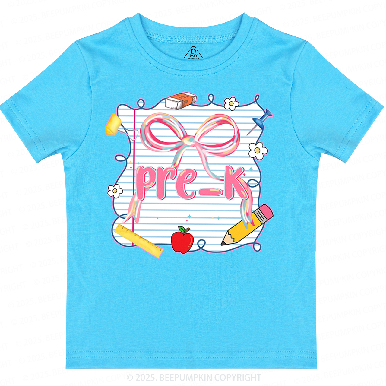 Personalized Preppy Pink Bow Toddler&Kid's Tees Beepumpkin 