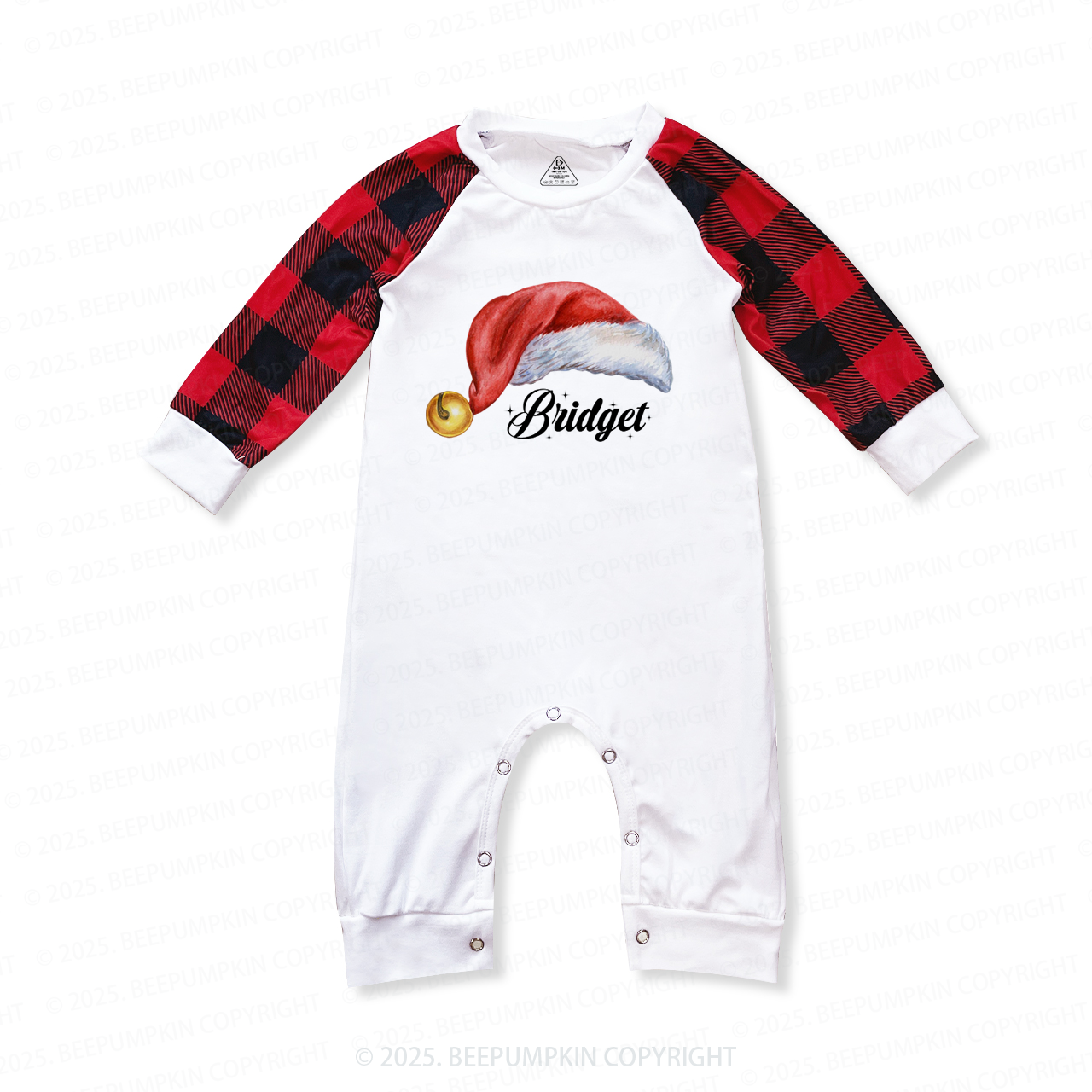 Personalized Watercolor Santa Hat Christmas Family Matching Pajamas