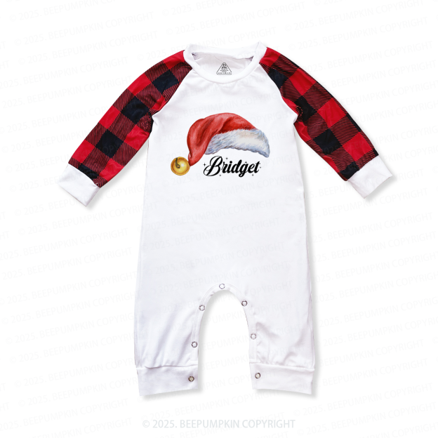 Personalized Watercolor Santa Hat Christmas Family Matching Pajamas