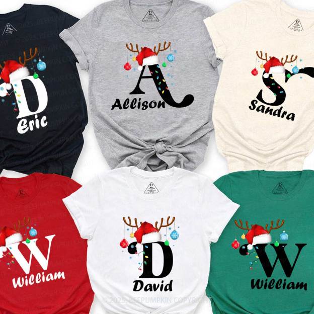 Personalized Merry Christmas Bells Name Family Matching T-Shirts Beepumpkin