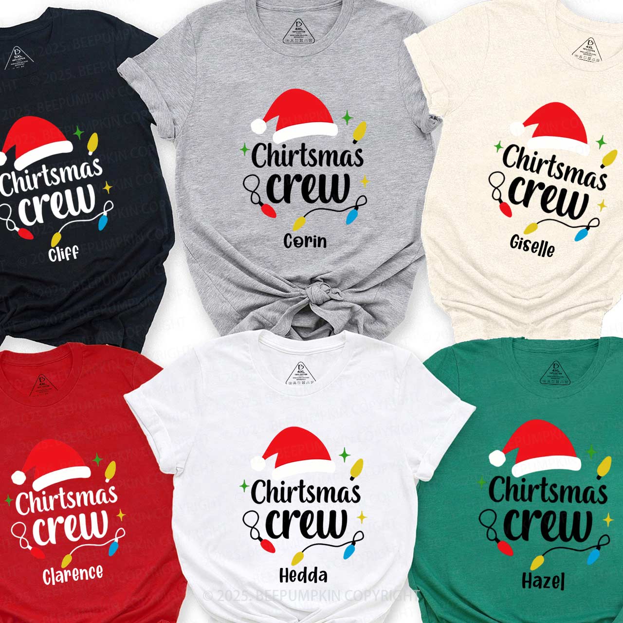 Personalized Christmas Crew Family Matching T-Shirts Beepumpkin