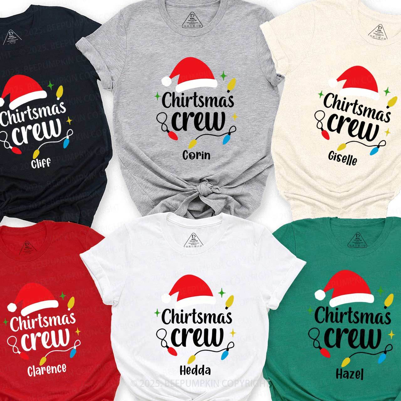 Personalized Christmas Crew Family Matching T-Shirts Beepumpkin