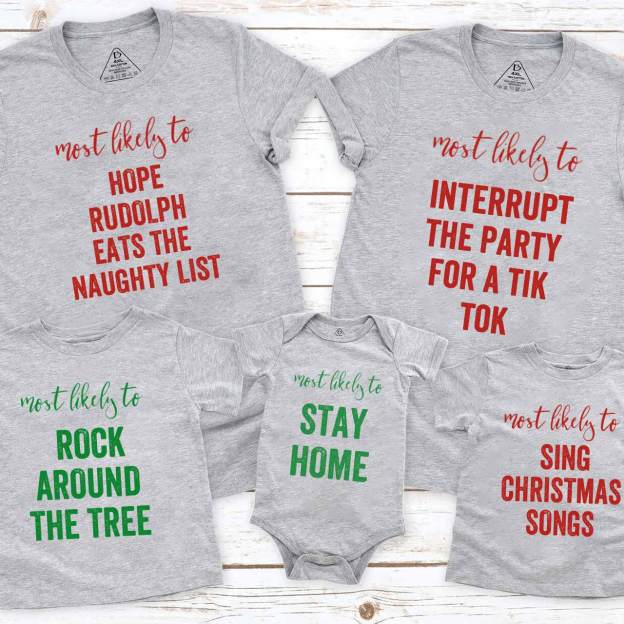 Personalized Most Likely To Funny Christmas Family Matching T-Shirts Beepumpkin