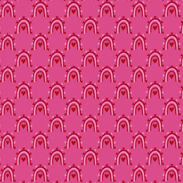 Hot Pink Rainbow Love All-Over Print Mom&Me Cuffed Pajama Sets