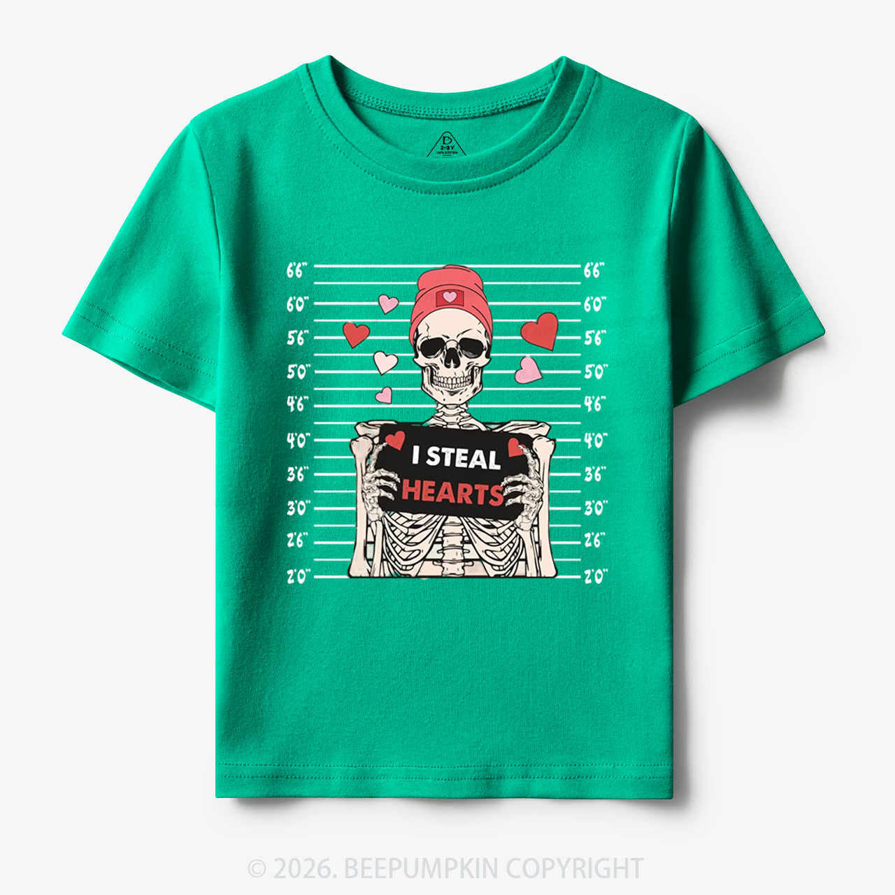 I Steal Hearts Skeleton Valentine's Day Toddler&Kid's Tees Beepumpkin