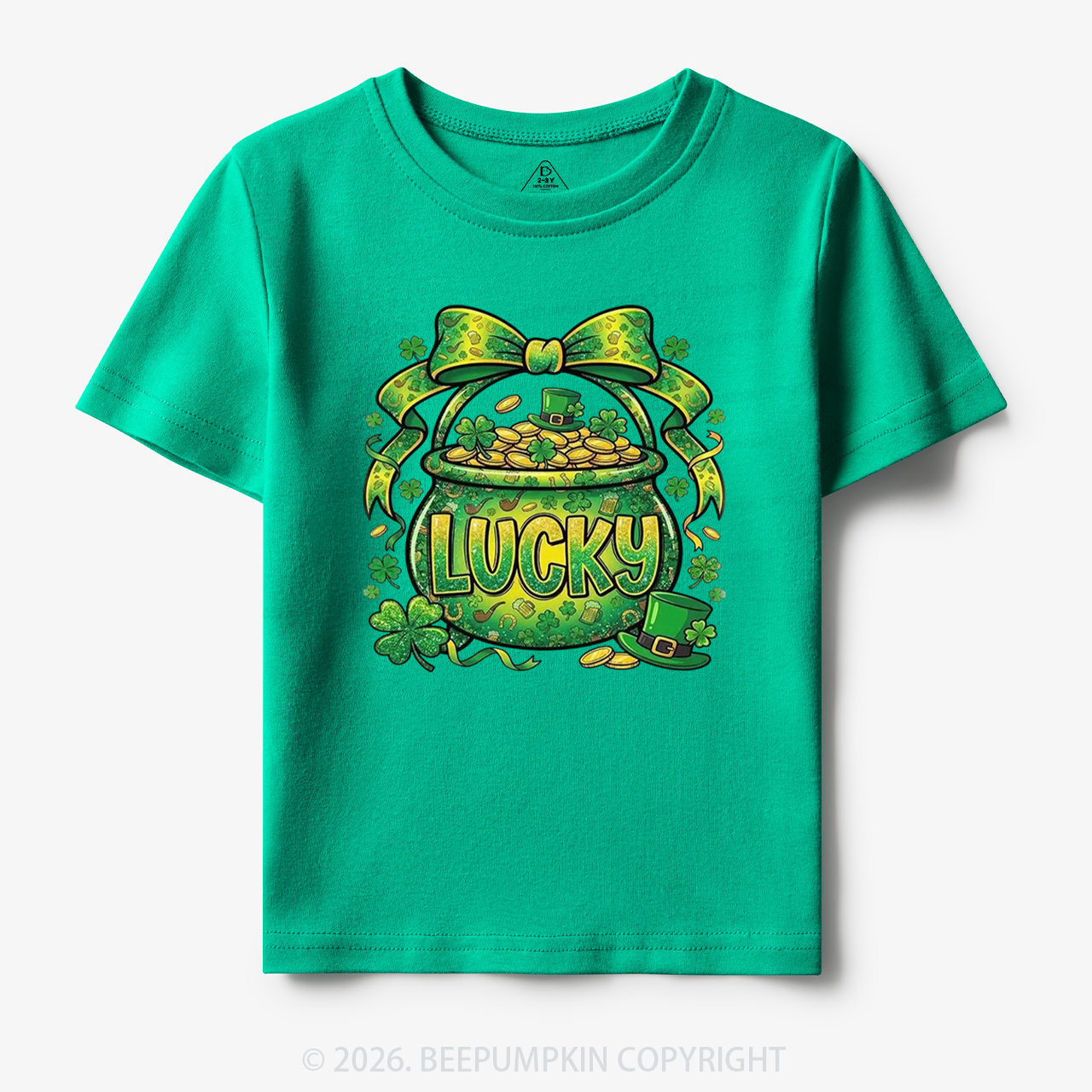 Lucky Shamrock Coquette St. Patrick's Day Toddler&Kid's Tees Beepumpkin