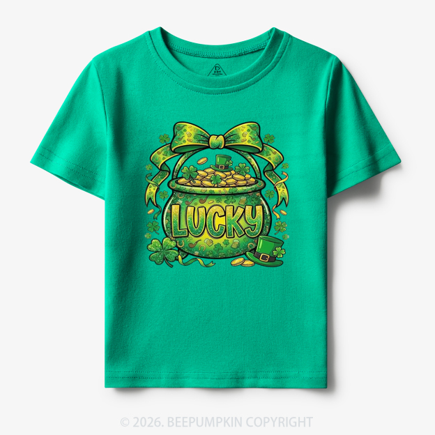 Lucky Shamrock Coquette St. Patrick's Day Toddler&Kid's Tees Beepumpkin