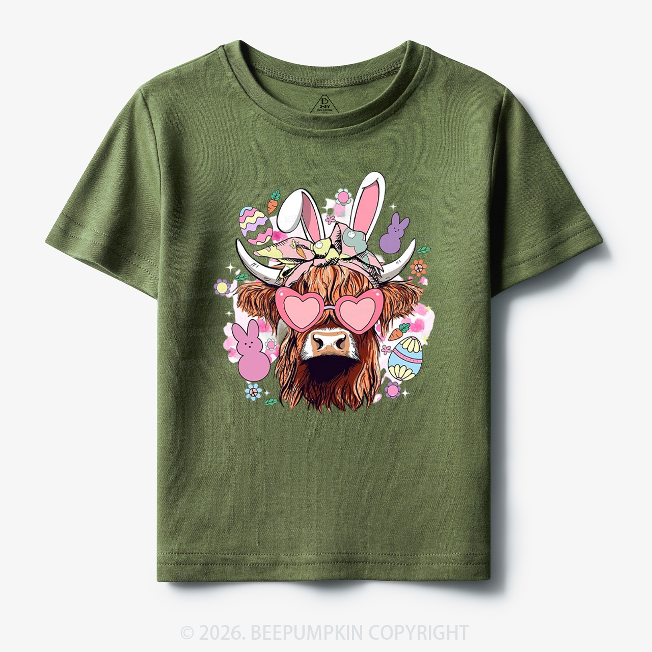 Easter Cute Highland Cow Toddler&Kid's Tees