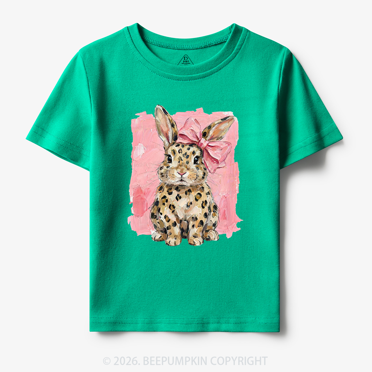 Oil Paint Leopard & Pink Bow Coquette Bunny Toddler&Kid's Tees