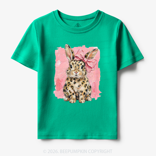 Oil Paint Leopard & Pink Bow Coquette Bunny Toddler&Kid's Tees
