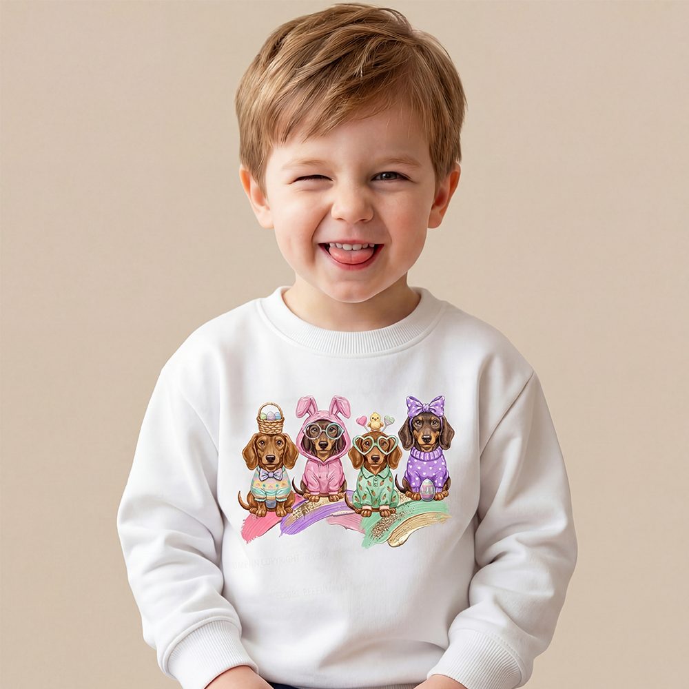 Easter Dog Cute Dachshund Kid's Sweatshirt