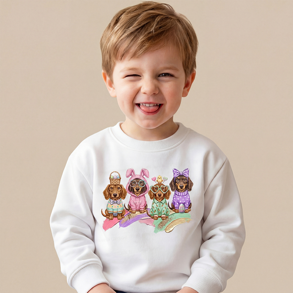 Easter Dog Cute Dachshund Kid's Sweatshirt