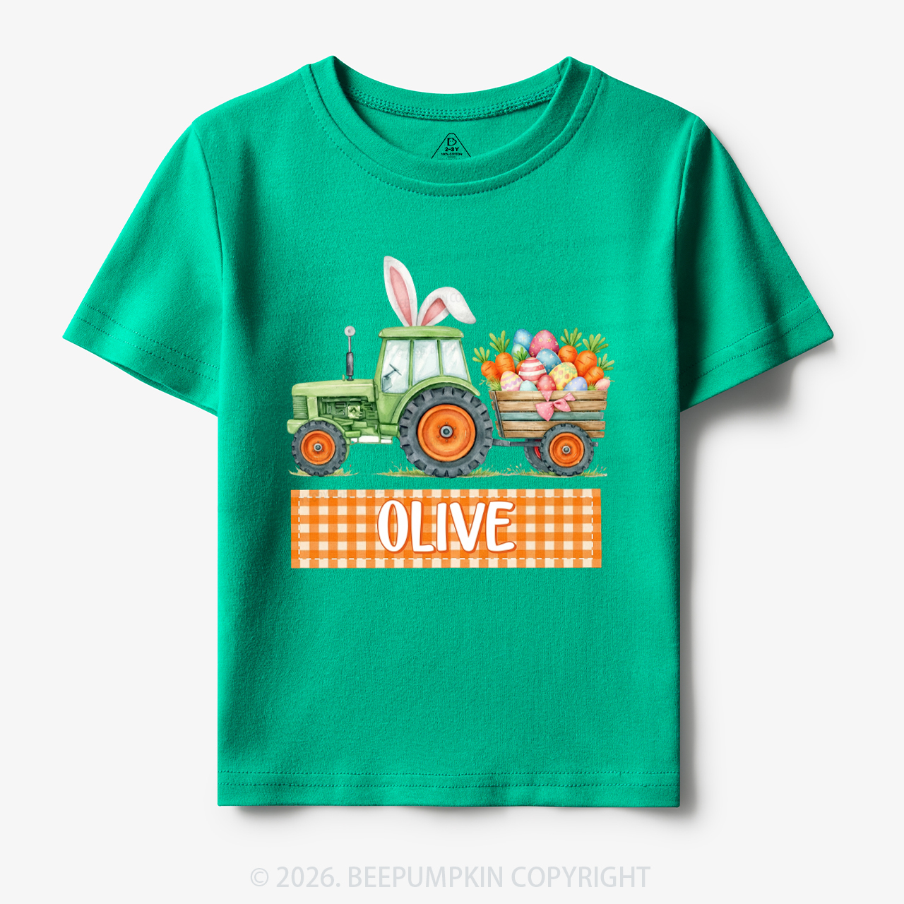 Personalized Name Easter Tractor Farm Toddler&Kid's Tees