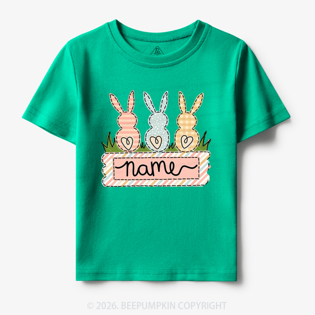 Personalized Name Easter Bunny Trio Girl Toddler&Kid's Tees