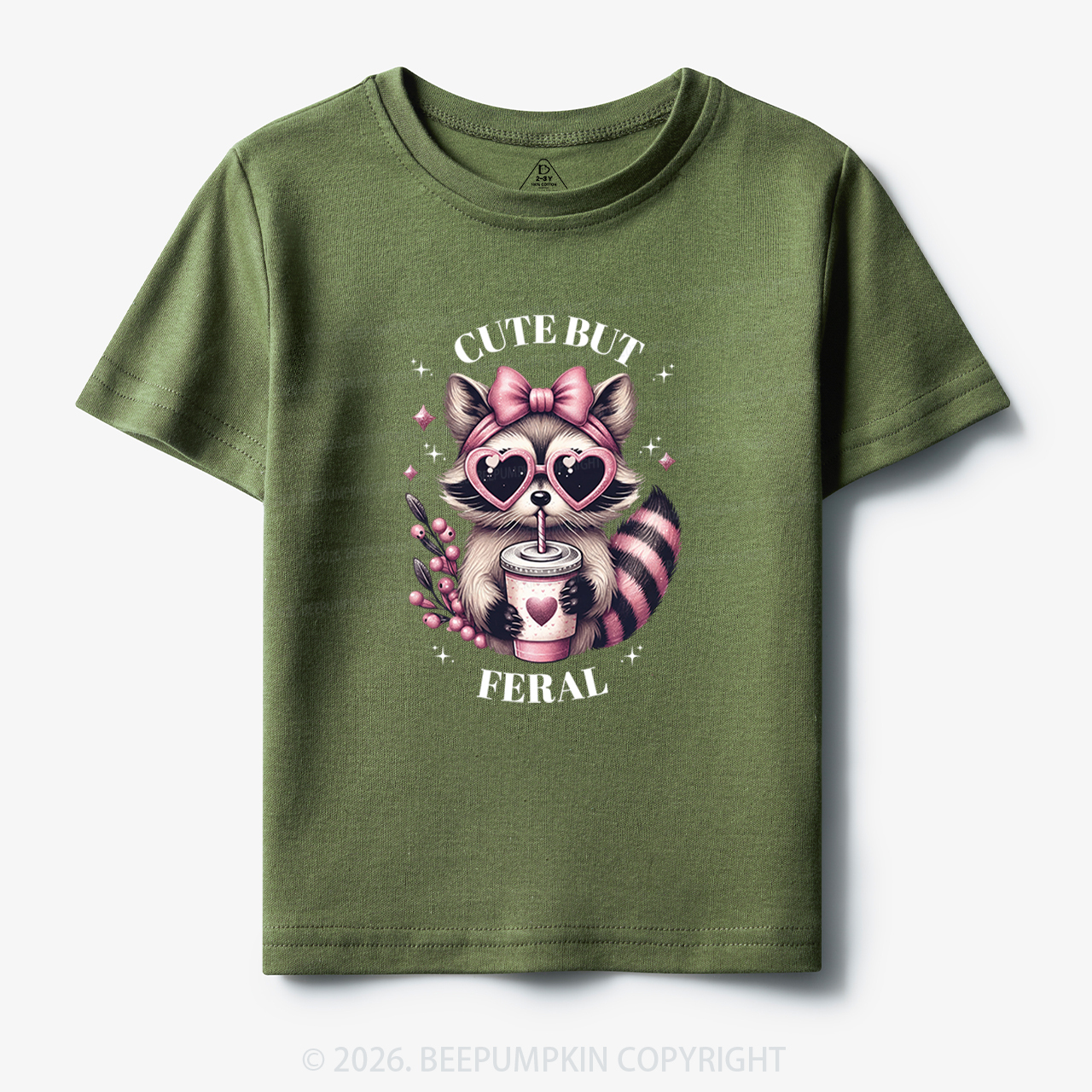 Cute But Feral Funny Raccoon Toddler&Kid's Tees