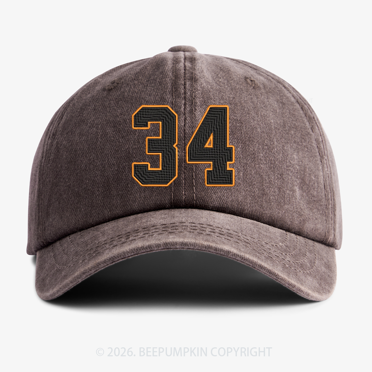 Personalized Number Embroidered Washed Baseball Cap For Kids