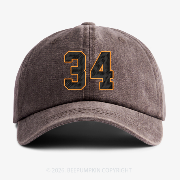 Personalized Number Embroidered Washed Baseball Cap For Kids