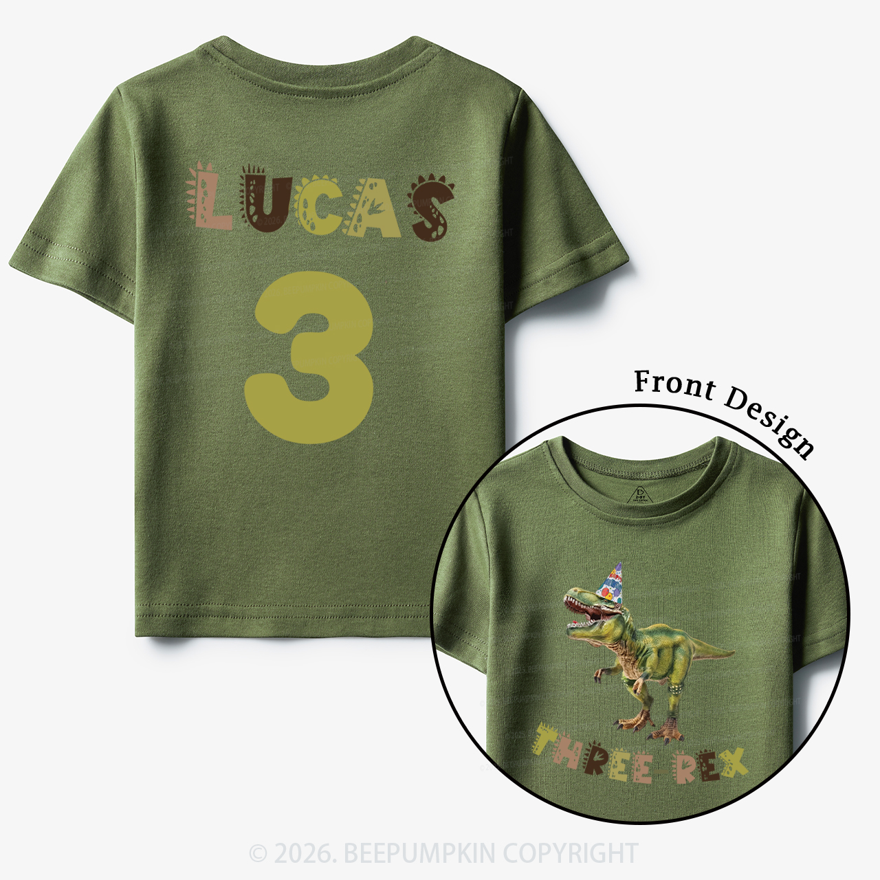 Personalized Dinosaur Birthday Party Toddler&Kid's Tees