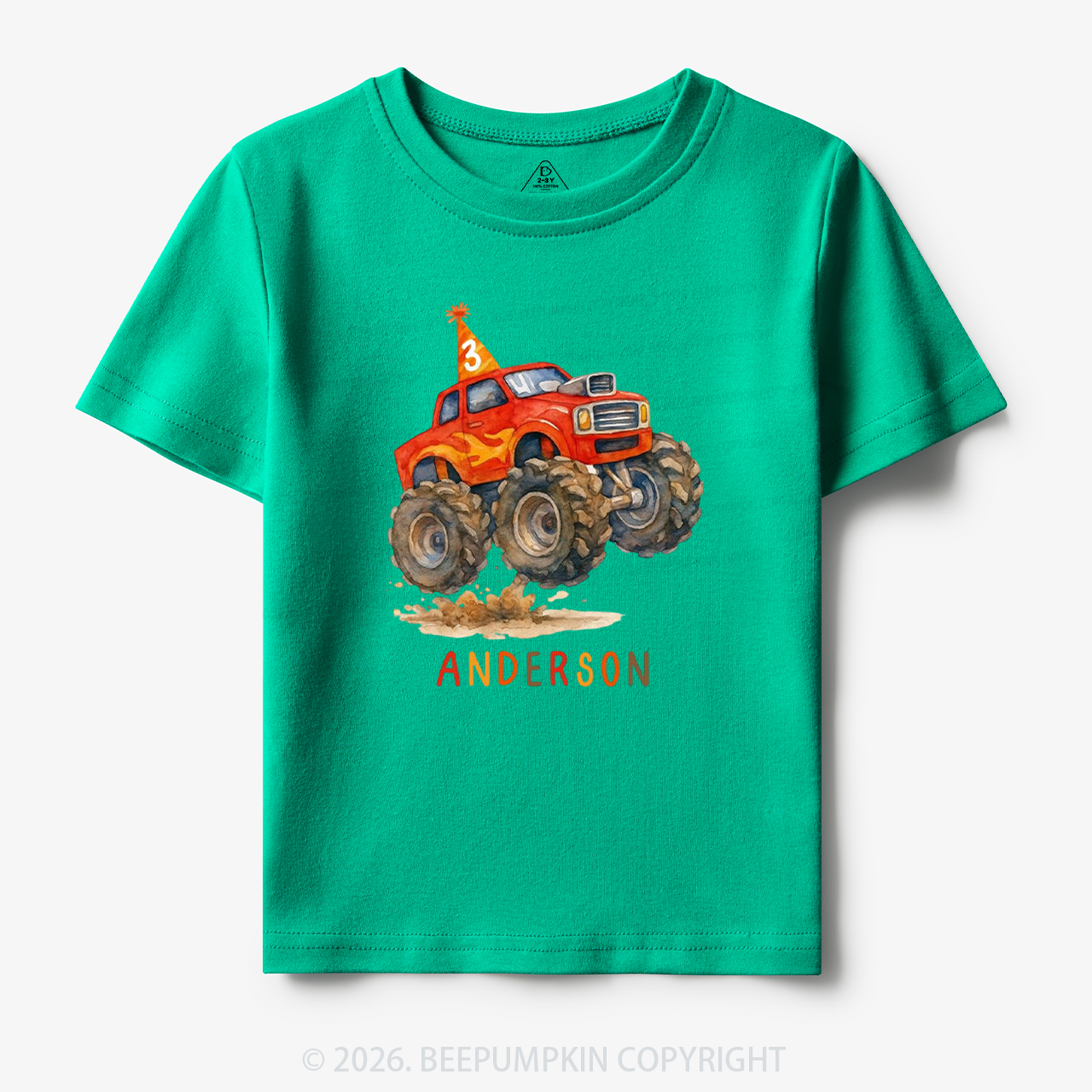 Personalized Monster Truck Birthday Toddler&Kid's Tees