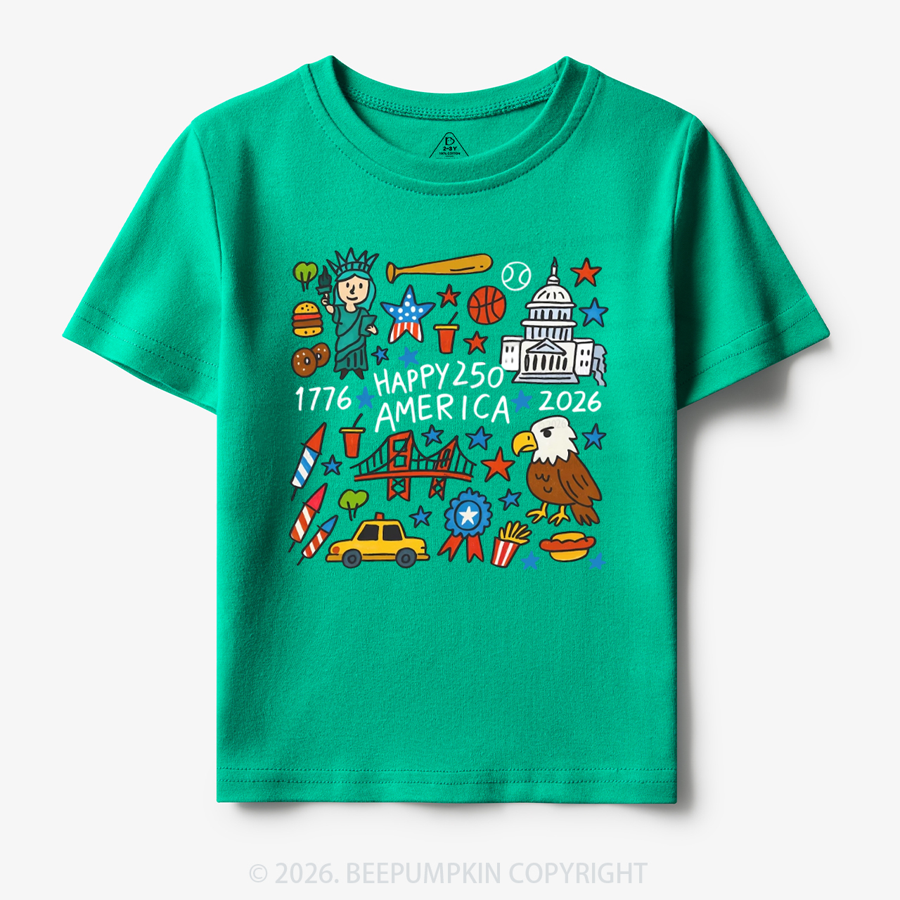 Happy 250 America 1776-2026 Toddler&Kid's Tees