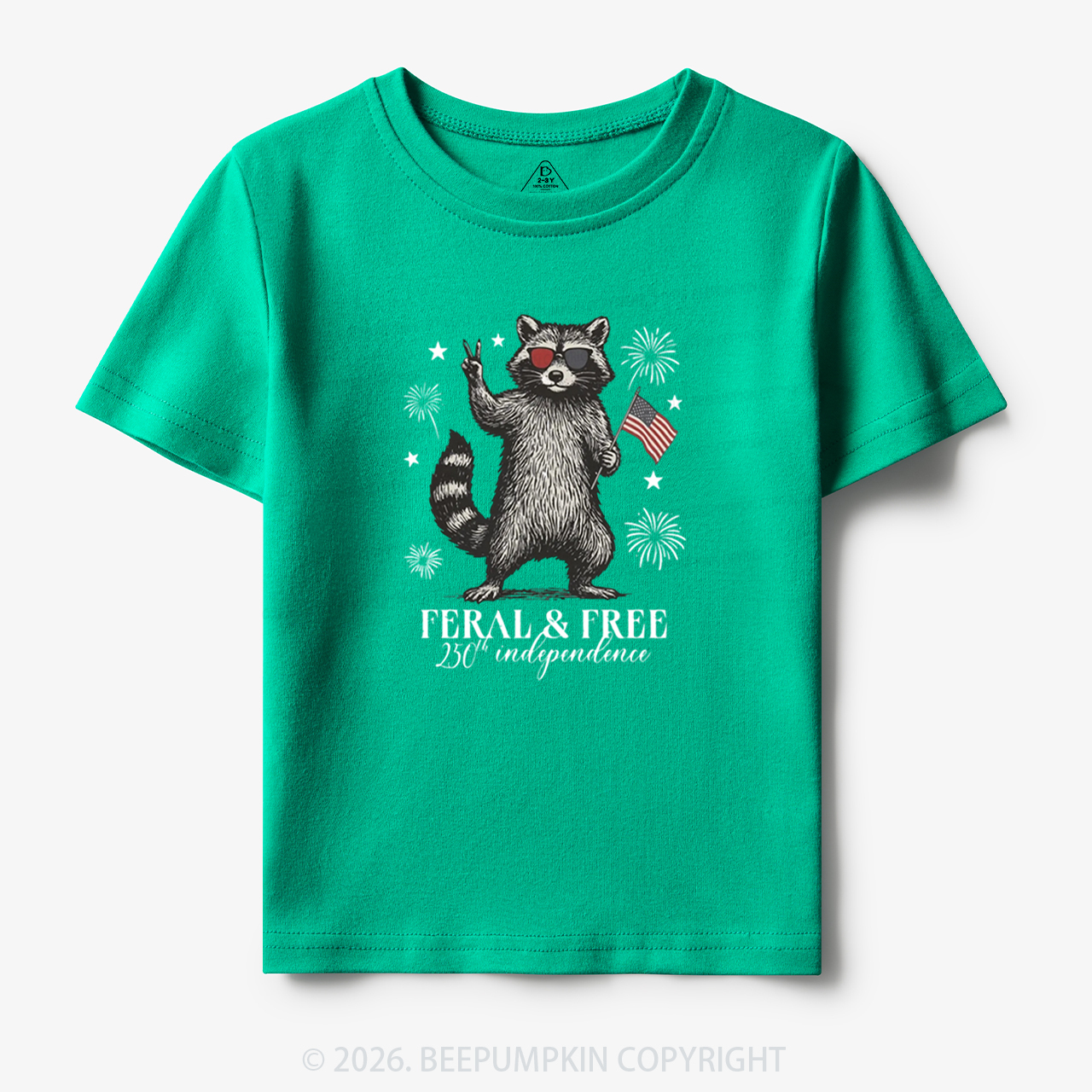 Feral but Free Patriotic Raccoon America 250th Toddler&Kid's Tees