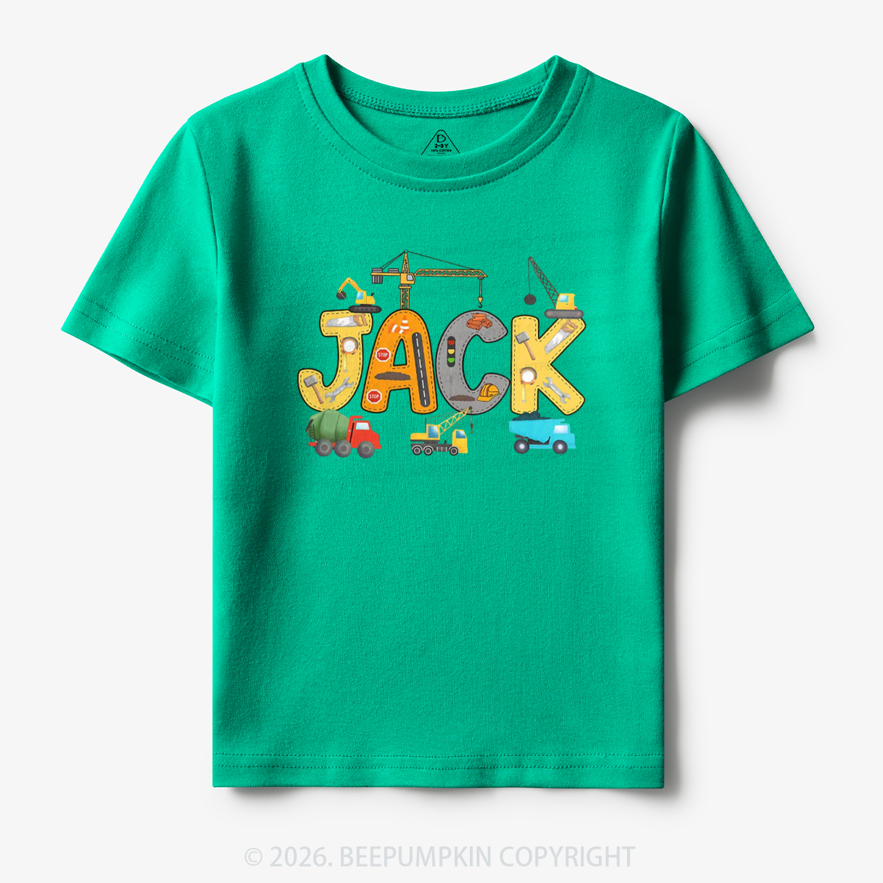 Personalized Name Construction Trucks Toddler&Kid's Tees