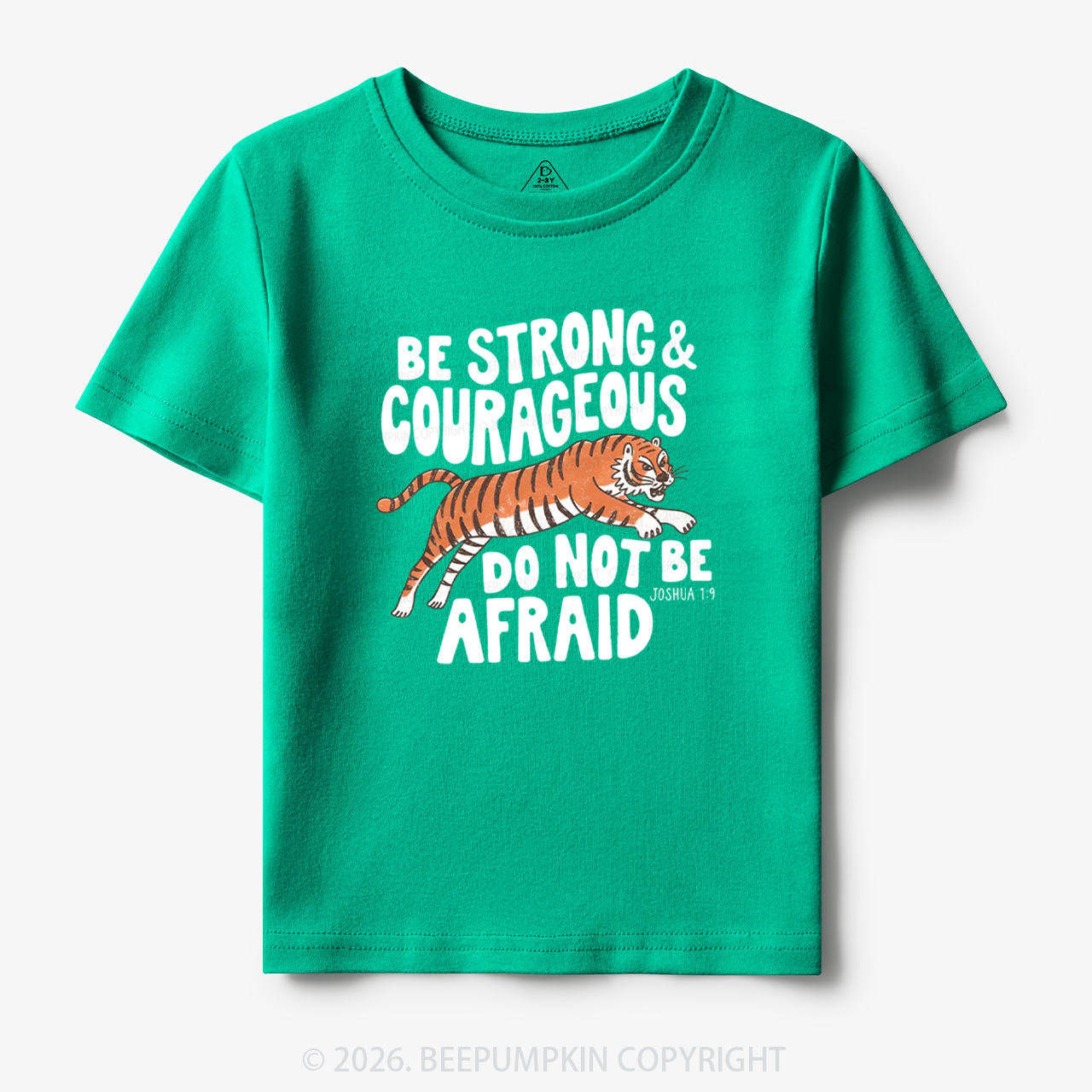 Christian Be Strong Courageous Do Not Be Afraid Tiger Toddler&Kid's Tees