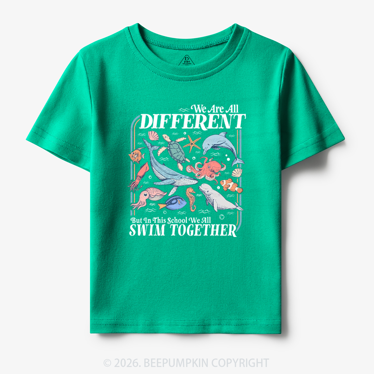 Ocean Animals We Are All Different Swim Together Toddler&Kid's Tees