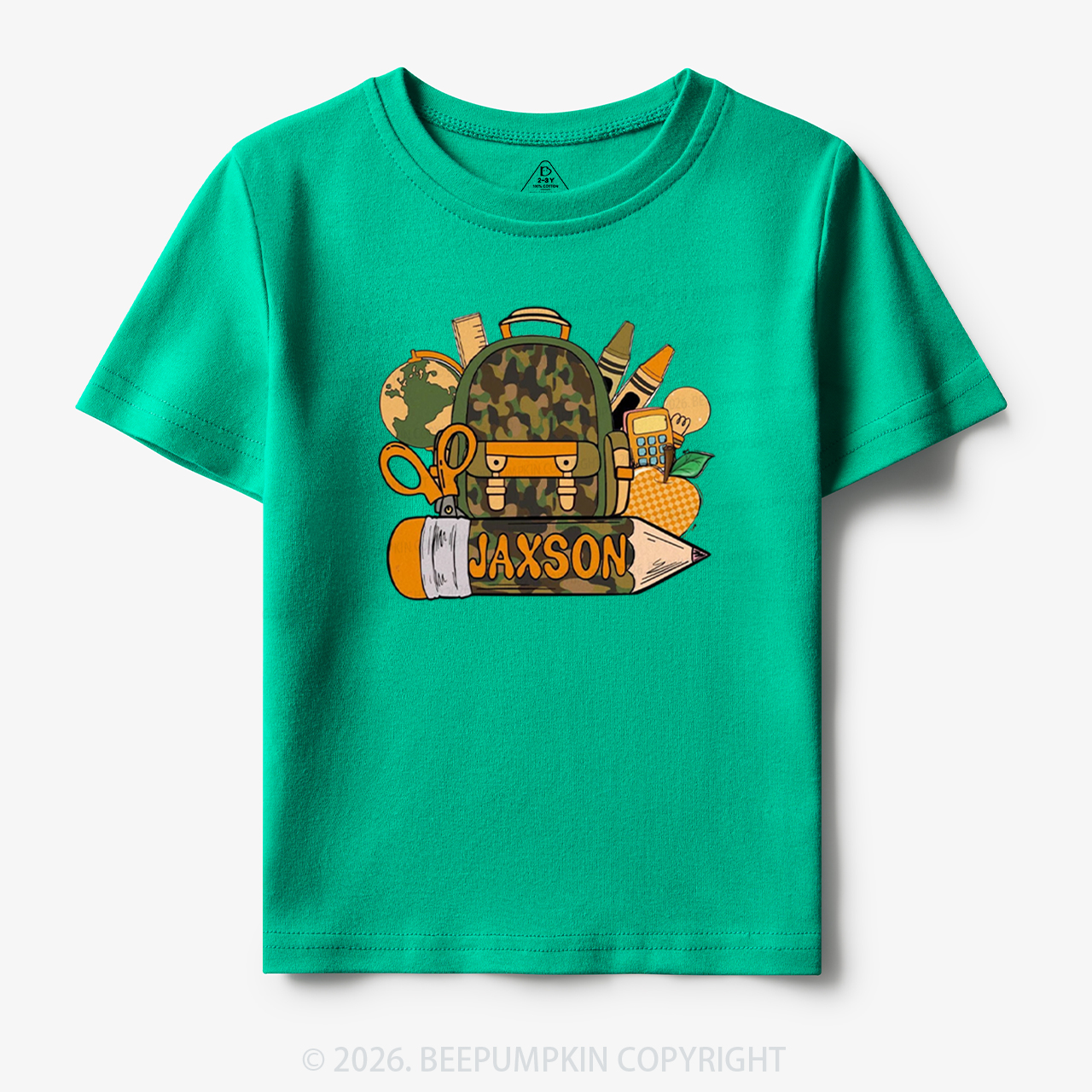 Personalized Camo Backpack Pencil Name Toddler&Kid's Tees