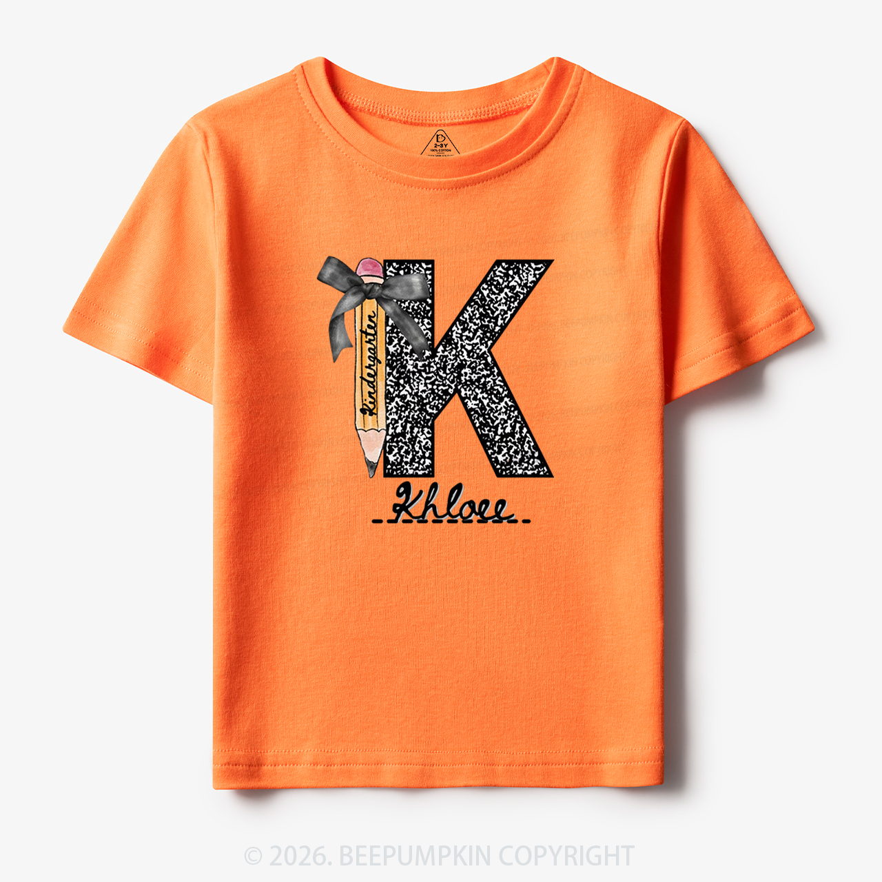 Personalized Grade&Name Monogram Pencil Bow Toddler&Kid's Tees