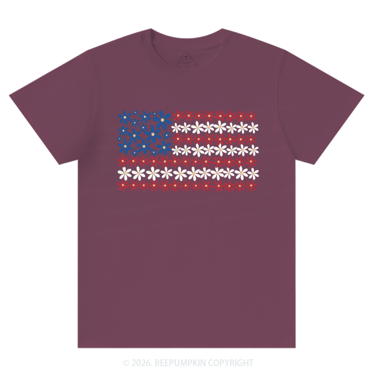 Floral American Flag 4th of July T-Shirts