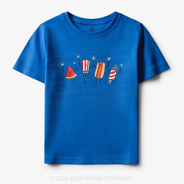 Patriotic Watermelon Hotdog Firework American Toddler&Kid's Tees