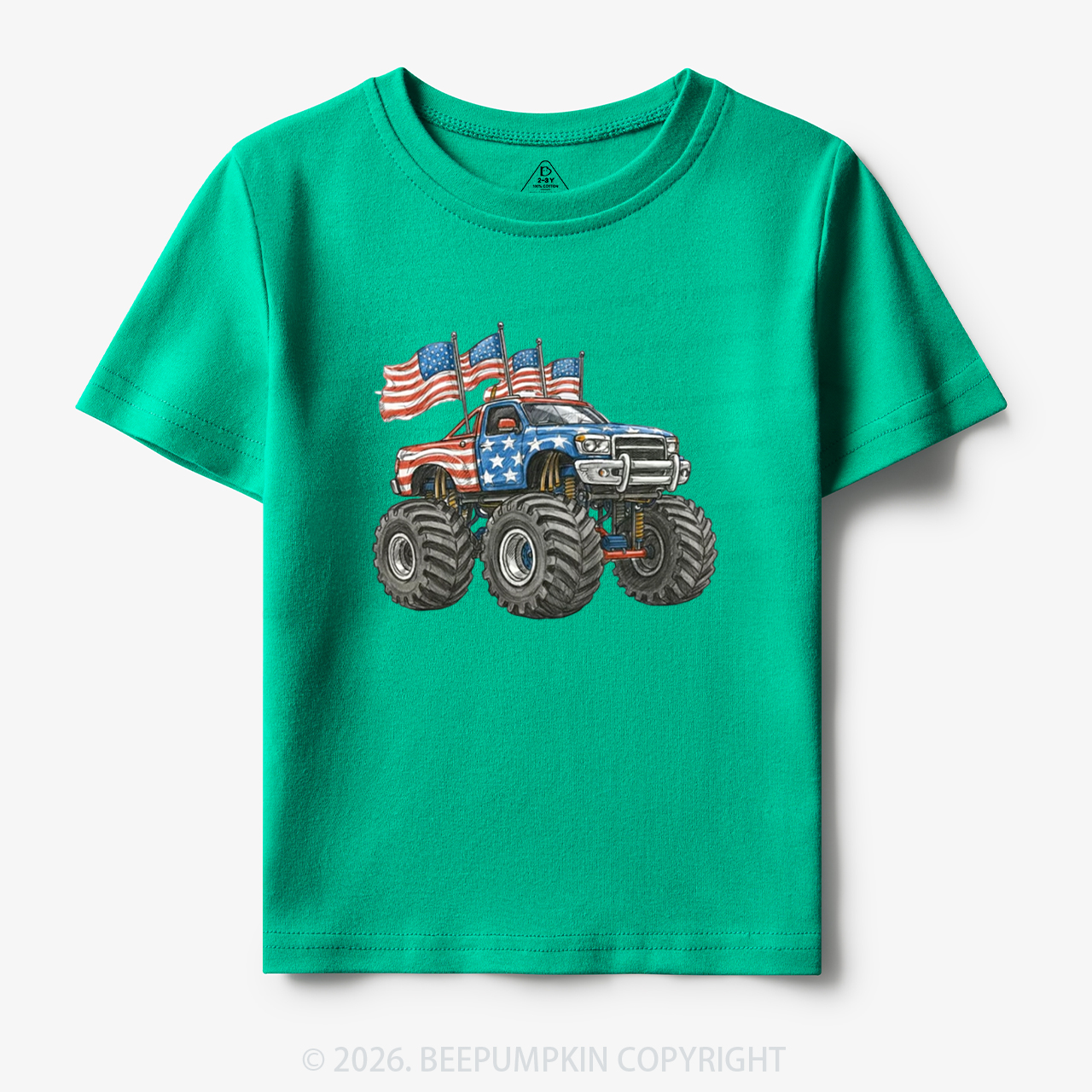 4th Of July Monster Truck American Flag Toddler&Kid's Tees