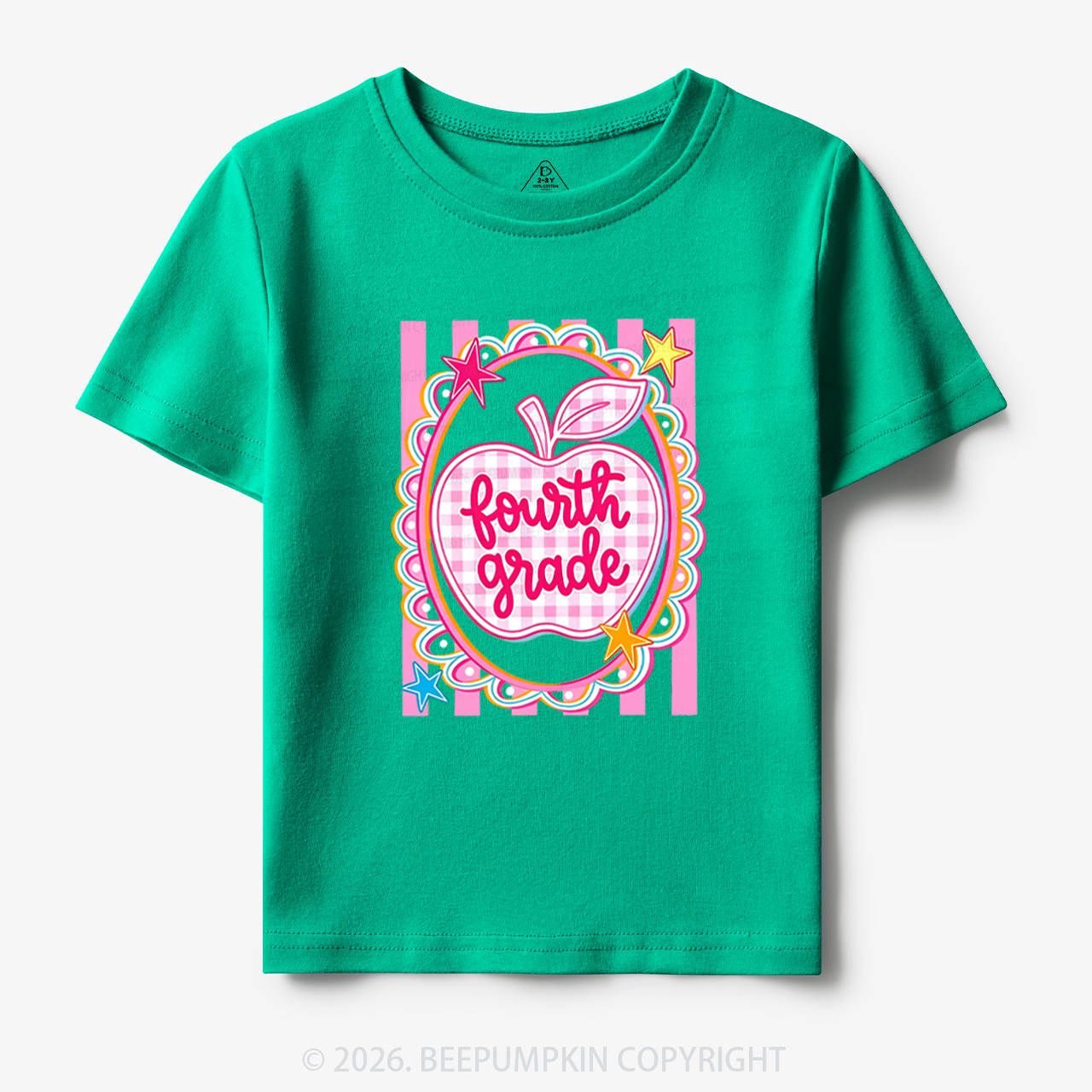 Personalized Apple Pink Gingham Stripes Toddler&Kid's Tees