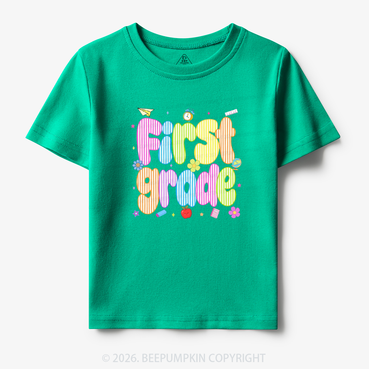 Personalized Preppy Back To School Colorful Stripes Toddler&Kid's Tees