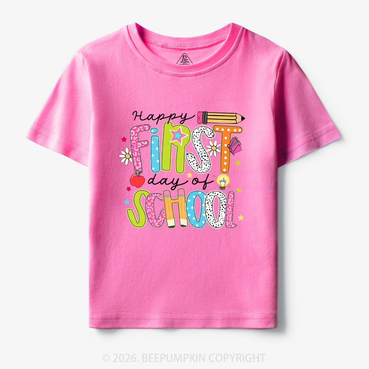 Colorful Happy First Day Of School Toddler&Kid's Tees
