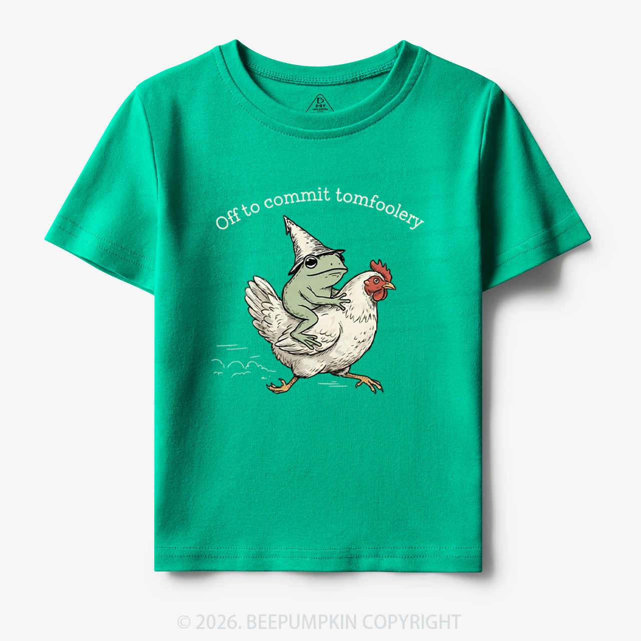 Frog Riding Chicken Off to Commit Tomfoolery Toddler&Kid's Tees