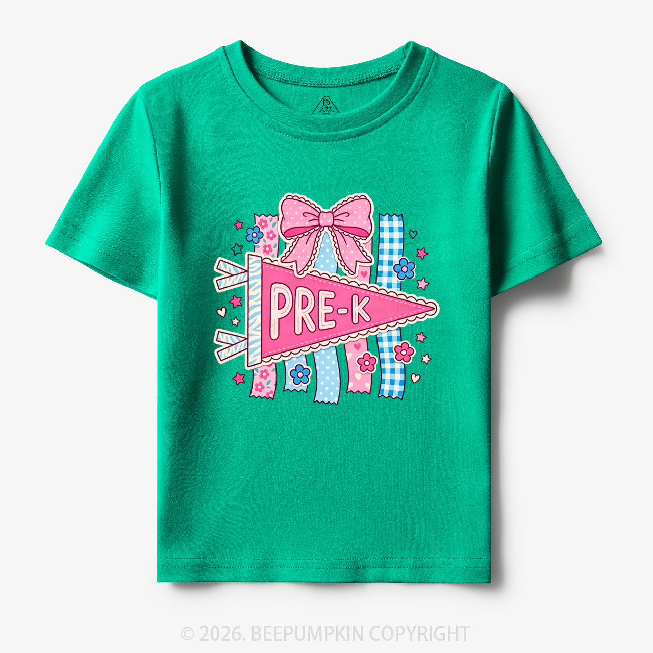 Personalized Pink Bow Pennant Back To School Toddler&Kid's Tees